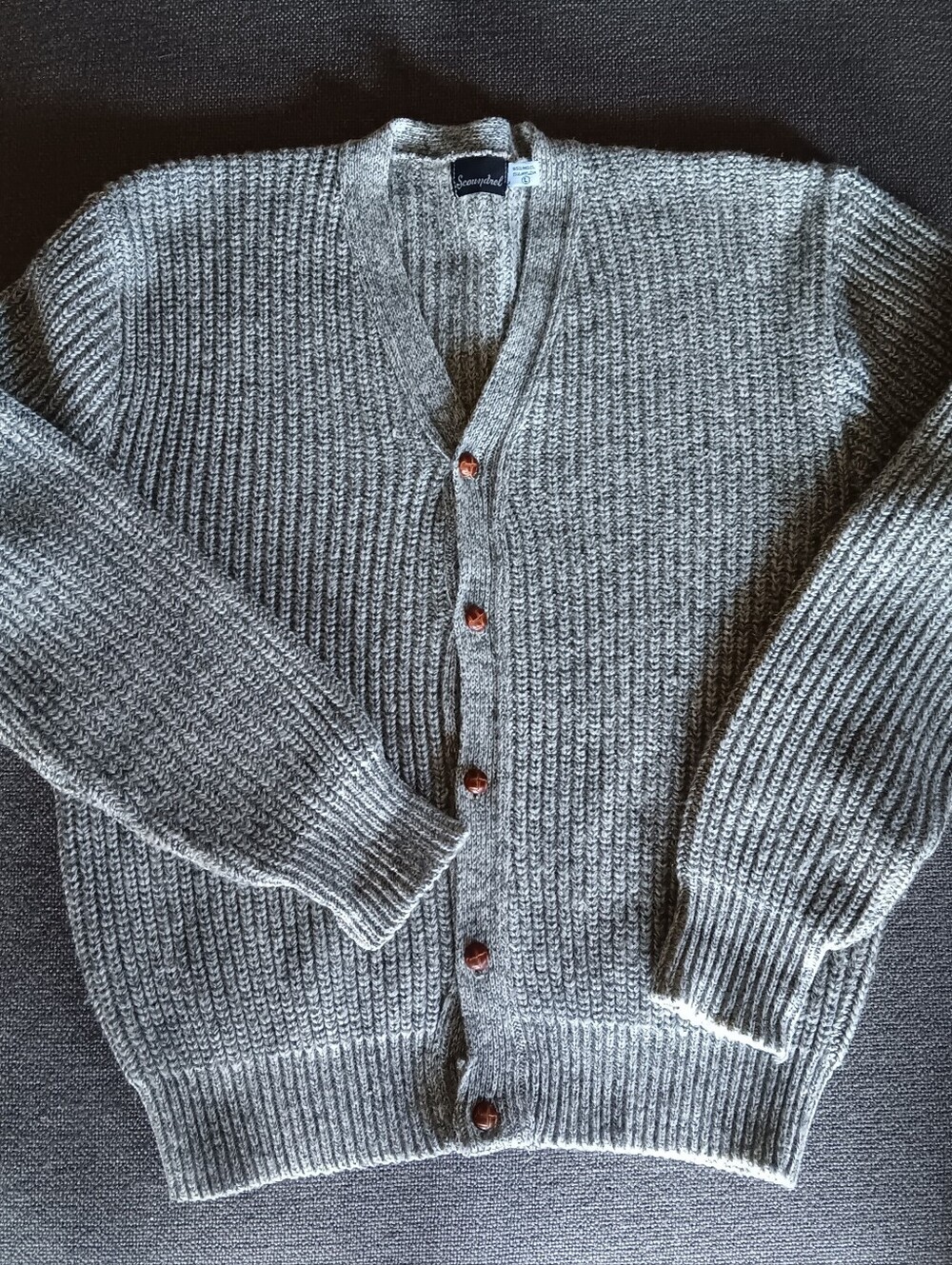 Vintage Ribbed Wool Knit Cardigan Sweater